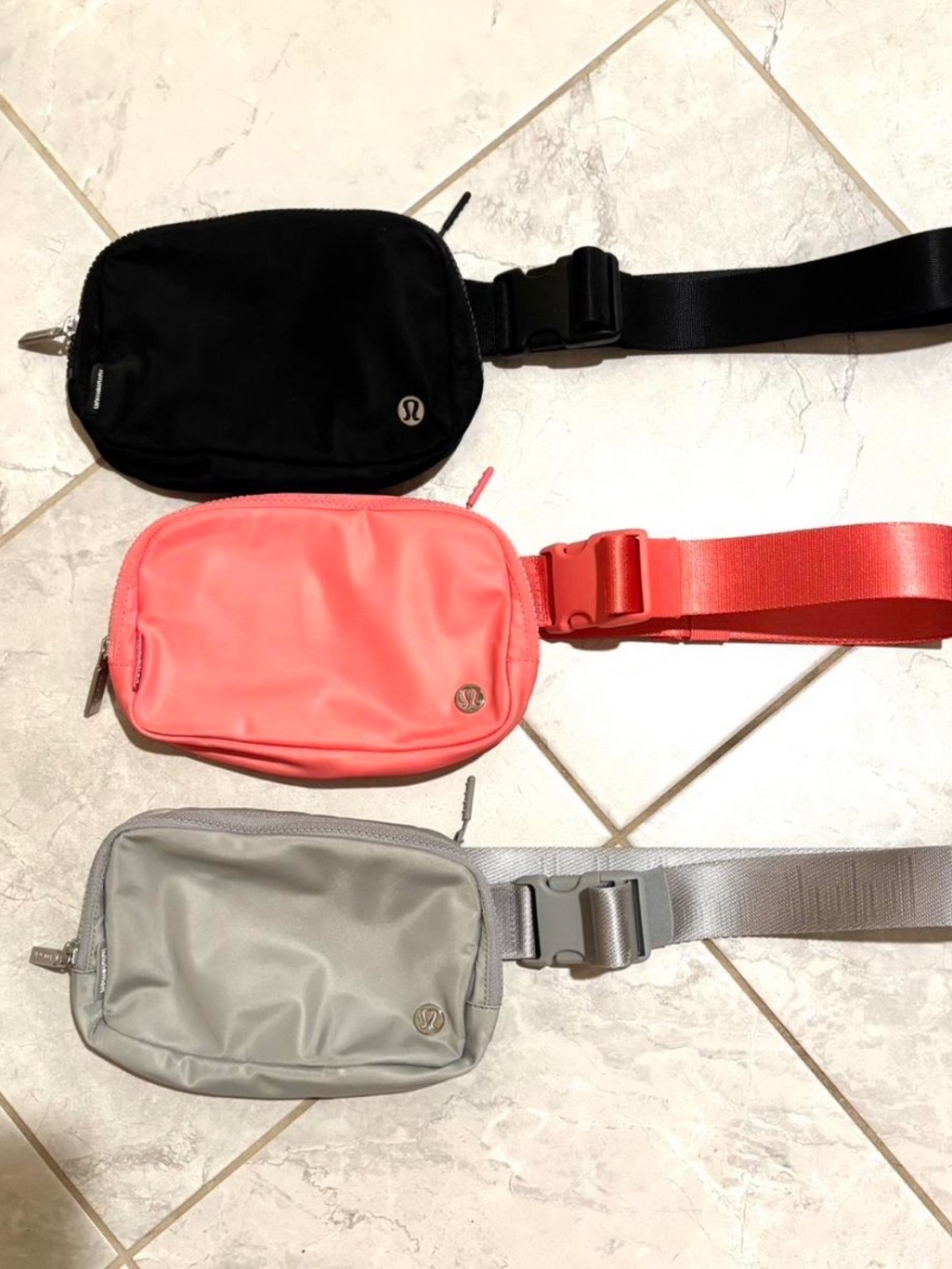 Lululemon Belt Bags - Black, Coral, Silver